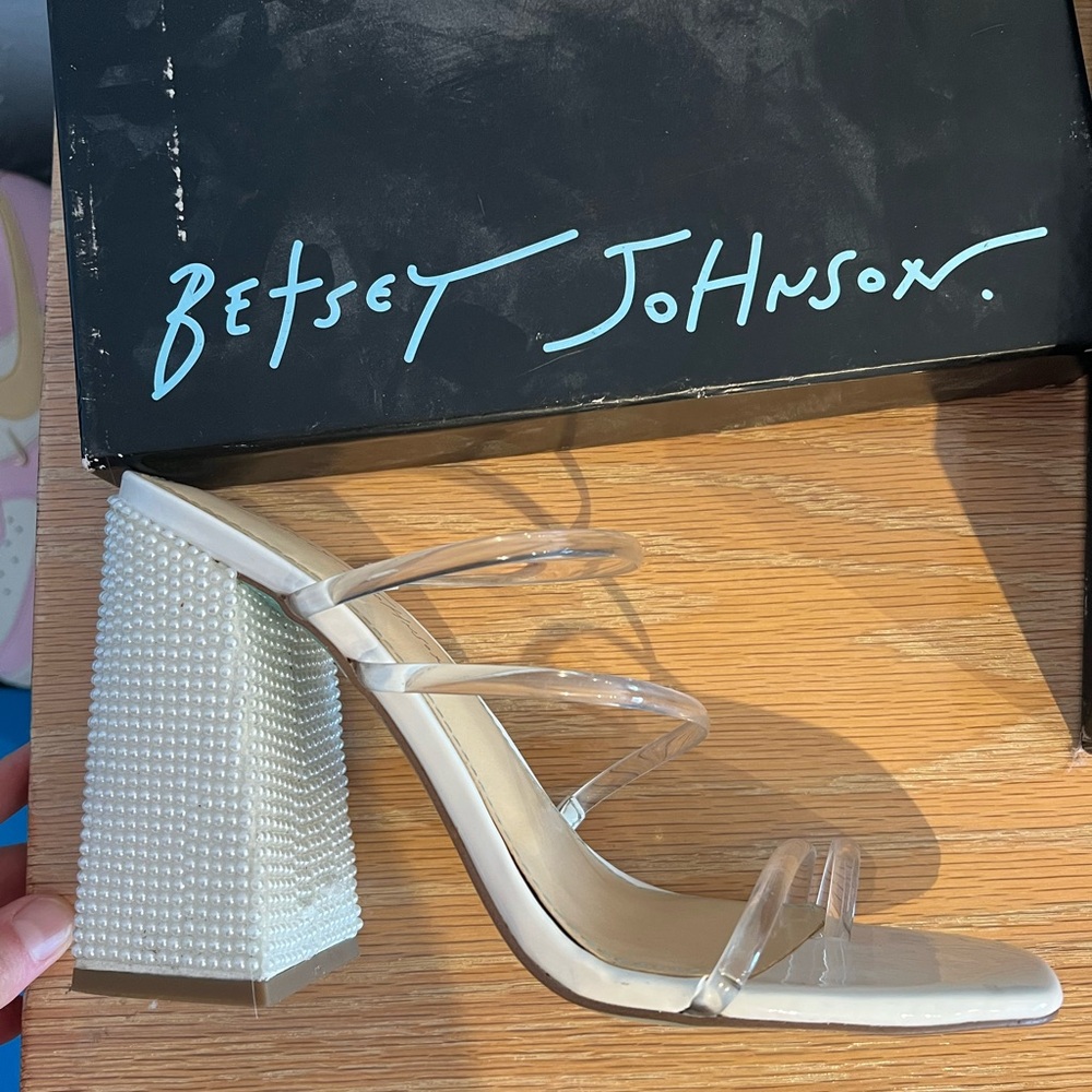 Betsey Johnson White Heeled Sandals